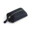 Monedero de piel auténtica azul marino con cremallera dorada, estuche portátil mini. - Negro