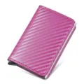 Rosa Kohlefaser automatisches Pop-up Kartenetui Metall Brieftasche RFID Schutz Kartenbox. - Carbonfaser Rosa
