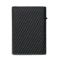 Tarjetero automático minimalista con textura de fibra de carbono y estuche metálico fino. - Clásico / Negro
