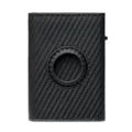 Carbon fiber AirTag card holder wallet with automatic pop-up aluminum alloy case. - Compatible with AirTag / Black