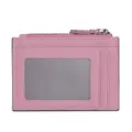 Portacarte in pelle Saffiano rosa con finestra ID trasparente e tasca portamonete con zip - Rosa