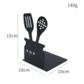 Black metal L-shaped bookend with kitchen utensil design, perfect for desk and office storage. - Spatula Style