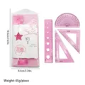 Ensemble de regles souples rose 4pcs papeterie etudiant regle droite rapporteur - 15cm / Rose Ensemble de 4 pièces