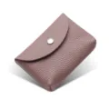 Minimalist genuine leather coin purse mini snap button card holder for women daily use - Single Layer / Bean Pink