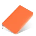 Orangefarbene Leder Geldbörse mit Reißverschluss Kartenetui Passport Organizer Etui - Orange