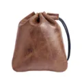 Vintage Echtleder Kordelzug Tasche Münzbeutel Schmuck Aufbewahrungsbeutel braune kleine Tasche - Hellkaffee