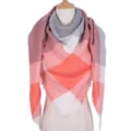Gemütliches rosa-graues Karo-Dreiecktuch, eleganter Kaschmier-Imitat Schal für Damen. - Hellrot