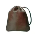 Dunkelbraune Echtleder Kordelzug Geldbörse, kleine Vintage Kosmetiktasche und Schmucktasche. - Rotbraun