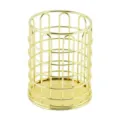 Nordic style metal pen holder gold wire mesh makeup brush desk organizer storage basket - U Shape / Gold