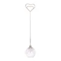Crystal ball base place card holder with double heart metal clip for wedding memo display - Heart Round (15*3cm)