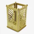 Gold metal hollow pen holder desktop organizer DIY creative stationery office storage container - Hong Kong
