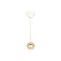 Gold heart-shaped wire place card holder with a round base for weddings and memo notes. - Gold Heart Round Ball (11.5*2.5cm)