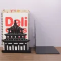 Creative black metal bookends featuring traditional Chinese architecture silhouette for desktop organization. - Hall of Prayer for Good Harvests
