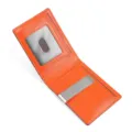 Elegante cartera de cuero genuino para hombre con clip de dinero de metal y tarjetero ID. - Naranja