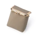 Monedero de cuero genuino pequeño bolso lápiz labial mini estuche auriculares oro - Gris elefante