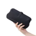 Gran bolsa cosmetica de cuero genuino para mujer y hombre neceser de viaje negro elegante. - Negro