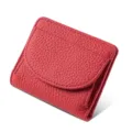 Monedero de cuero genuino rojo para mujer RFID seguro tarjetero compacto elegante y chic - Rojo China