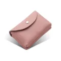 Mini genuine leather coin purse pink litchi pattern flap wallet small card holder for women - Double Layer / Pink