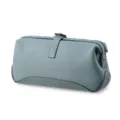 Bolso de aseo grande de cuero genuino, bolsa de maquillaje vintage retro para mujeres y hombres. - Azul claro