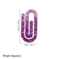 Large purple glitter acrylic paper clip cute heavy duty stationery document organizer 10cm - Purple Print