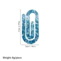 Large blue glitter acrylic paperclip stationery bookmark, 10x5cm office supply accessory. - Blue Floral Print