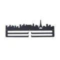 Black metal medal hanger with Paris skyline silhouette, ideal for sports awards and running medals. - Architectural Style