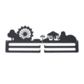 Black metal medal hanger holder, amusement park silhouette design for running sports medals display. - Ferris Wheel Style