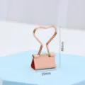 Rose gold heart-shaped metal binder clip, cute stationery paper clamp for office desk organization. - Heart / Rose Gold