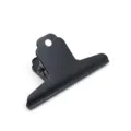 Black metal bulldog clip detail, durable office document paper clamp with hanging hole. - 100mm / Black