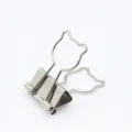 Cute cat shape metal binder clip office stationery document paper clamp silver organizer tool - Teddy Bear / Silver
