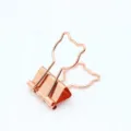 Cute Rose Gold Metal Binder Clip Creative Cartoon Shape Paper Clamp Stationery File Organizer - Teddy Bear / Rose Gold