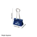 Creative blue metal binder clip with custom logo printing, office stationery tool, 5.5cm - Blue