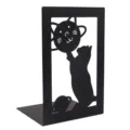 Minimalist metal bookend desktop book support for student bookshelf and office desk storage use. - Cat Planet / 2 Pieces Set (110x170mm)