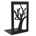 Minimalist black metal bookend featuring a creative hollow cat and tree design for desk. - Cat Tree / 2 Pieces Set (110x170mm)