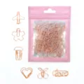 Rose Gold Cute Shaped Metal Paper Clips Assorted Creative Styles Stationery Variant - Airplane Electroplated Rose Gold (30 Pcs)