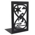 Black metal bookend with celestial hollow design, minimalist desktop book organizer support. - Hourglass / 2 Pieces Set (110x170mm)