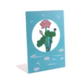 Blue metal bookend with cute lotus and dragonfly cartoon print, durable desktop book organizer. - Lotus