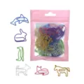 Creative animal shape metal paper clips set, cute multi-color stationery clips for office school. - 6-Color Animal Style (30 Pcs)