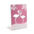 Pink metal bookend with cute flamingo design, sturdy desktop book support for student stationery. - Flamingo