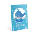 Cute blue metal bookend with whale design, stylish desktop stationery organizer for students. - Whale