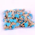 Wooden heart clips, blue mini wooden photo clips, cute memo clips for wall decor - 50 Pieces/Pack / Sky Blue