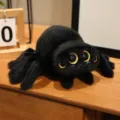 Cute black spider plush toy, soft stuffed animal doll for kids, funny arthropod pillow. - Black Four-eyed Spider