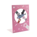 Pink metal bookend with cute cartoon cat paw and fish design for desktop desk storage. - Cat Paw