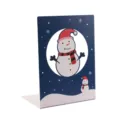 Cute cartoon snowman metal bookend for desktop organization, durable stationery storage stand. - Snowman