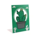 Green metal bookend, cute cartoon cactus design, desktop organizer and book support for kids. - Cactus