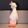 Cuscino lungo in peluche d'oca con un fiocco rosa, morbida bambola carina per dormire. - 80 cm / Rosa