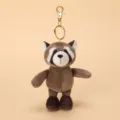 Llavero de peluche de mapache lindo con gancho dorado para decorar tu bolso diario. - Colgante de mapache / Llavero de 15 cm