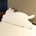 Cute white cat long plush pillow for bedroom, soft sleeping kitten cushion for girls. - White Lying Style / 70 cm