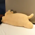 Cute yellow cat long plush pillow, soft sleeping cushion and cute cat doll for bed. - Brown Prone Style / 70 cm