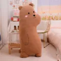 Cute brown plush bear body pillow, soft furry stuffed animal toy for bedroom decoration and sleeping. - Silly Bear Long Body Pillow in Brown